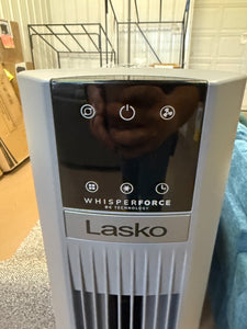 Lasko Xtra Air 48 in. 12-Speed Smart Tower Fan in Gray w/ DC Motor, Works w/ Alexa, Google, Whisper Quiet, Remote, 12 in. Dia!! NEW AND ASSEMBLED!!