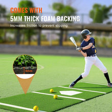 VEVOR Baseball Softball Hitting Batting Mat, 10' x 3.8' Indoor/Outdoor Softball Mat, Lined & Foam Backing Anti-Slip Anti-Fade Softball Training Aid, Portable Practice Mat with Tightening Rope, Green! (NEW IN BOX)