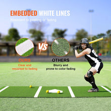 VEVOR Baseball Softball Hitting Batting Mat, 10' x 3.8' Indoor/Outdoor Softball Mat, Lined & Foam Backing Anti-Slip Anti-Fade Softball Training Aid, Portable Practice Mat with Tightening Rope, Green! (NEW IN BOX)