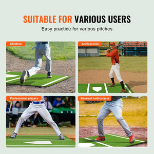 VEVOR Baseball Softball Hitting Batting Mat, 10' x 3.8' Indoor/Outdoor Softball Mat, Lined & Foam Backing Anti-Slip Anti-Fade Softball Training Aid, Portable Practice Mat with Tightening Rope, Green! (NEW IN BOX)