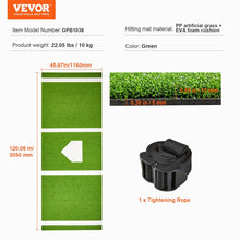 VEVOR Baseball Softball Hitting Batting Mat, 10' x 3.8' Indoor/Outdoor Softball Mat, Lined & Foam Backing Anti-Slip Anti-Fade Softball Training Aid, Portable Practice Mat with Tightening Rope, Green! (NEW IN BOX)