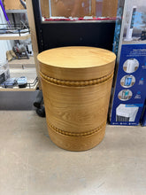 Calmont Modern Rustic 15.75 in. Natural Round Cylindrical MDF Wood Side Table End Table with Beaded Trim! (NEW)