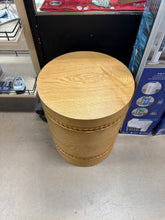 Calmont Modern Rustic 15.75 in. Natural Round Cylindrical MDF Wood Side Table End Table with Beaded Trim! (NEW)