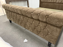 Queen Bed Frame with 42" Wingback Headboard, Upholstered Queen Size Bed Frame with Button Tufted Scroll Footboard, Wood Slats Support/No Noise/Easy Assembly/No Box Spring Needed, Brown! (NEW)