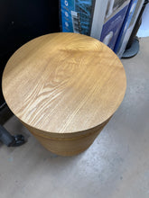 Calmont Modern Rustic 15.75 in. Natural Round Cylindrical MDF Wood Side Table End Table with Beaded Trim! (NEW)