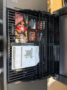 Nexgrill 4-Burner Propane Gas Grill in Black with Stainless Steel Main Lid!! NEW & ASSEMBLED (MISSING 2 BURNER COVERS)!!