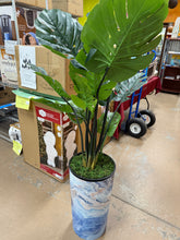 Artificial Tree In Modern Planter, Fake Monstera Silk Tree Home Decoration (Plant Pot Plus Tree, 60”High)! (NEW)