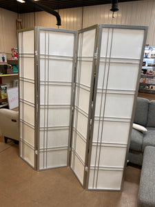 Roundhill Furniture Seto 4-Panel Room Divider Screen, Silver! (NEW - SMALL SCRATCH!)