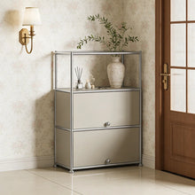 2 - Door Accent Cabinet with Adjustable Shelves, Beige