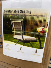 Set of 4 Metal Bar Height Outdoor Dining Rattan Bistro Chairs with Gray Cushions! (NEW IN BOXES - CHAIRS ONLY)