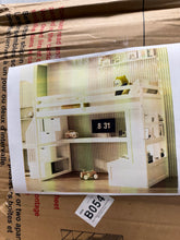 White Full Size Loft Bed with Storage Staircase, Desk, Shelves and 2 Drawers! (BRAND NEW - 3 BOXES!)