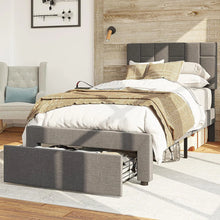 Lashawnda Modern Style Fabric Upholstered Bed Twin Size Platform Bed With Storage Drawer- WE DO NOT SHIP!!