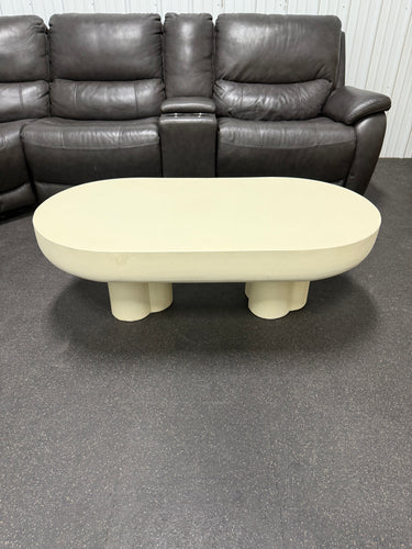 Caspian 25.8 in. in White Oval Wood Concrete Coffee Table! (NEW & ASSEMBLED)