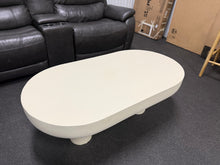 Caspian 25.8 in. in White Oval Wood Concrete Coffee Table! (NEW & ASSEMBLED)