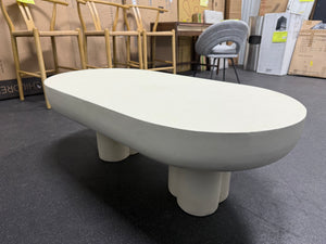 Caspian 25.8 in. in White Oval Wood Concrete Coffee Table! (NEW & ASSEMBLED)