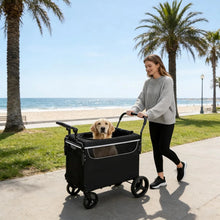 2-in-1 Dog Stroller Wagon with Ramp, Foldable All-Terrain Pet Cart with Push/Pull Handle & Brake for Medium to Large Dogs, Outdoor Use! (NEW IN BOX)