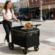 2-in-1 Dog Stroller Wagon with Ramp, Foldable All-Terrain Pet Cart with Push/Pull Handle & Brake for Medium to Large Dogs, Outdoor Use! (NEW IN BOX)