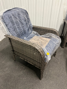 Denali Gray 4-Piece 4-Seat Wicker Modern Outdoor Patio Conversation Sofa Seating Set with Denim Blue Cushions! (NEW & ASSEMBLED)