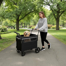 2-in-1 Dog Stroller Wagon with Ramp, Foldable All-Terrain Pet Cart with Push/Pull Handle & Brake for Medium to Large Dogs, Outdoor Use! (NEW IN BOX)