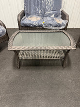 Denali Gray 4-Piece 4-Seat Wicker Modern Outdoor Patio Conversation Sofa Seating Set with Denim Blue Cushions! (NEW & ASSEMBLED)