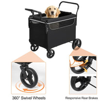 2-in-1 Dog Stroller Wagon with Ramp, Foldable All-Terrain Pet Cart with Push/Pull Handle & Brake for Medium to Large Dogs, Outdoor Use! (NEW IN BOX)