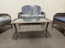 Denali Gray 4-Piece 4-Seat Wicker Modern Outdoor Patio Conversation Sofa Seating Set with Denim Blue Cushions! (NEW & ASSEMBLED)