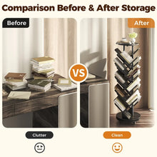 Tree Bookshelf, 360° Rotating Bookcase with Wheels, Freestanding Storage Organizer for Home Office and Living Room, Black! (NEW IN BOX)