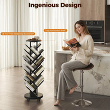 Tree Bookshelf, 360° Rotating Bookcase with Wheels, Freestanding Storage Organizer for Home Office and Living Room, Black! (NEW IN BOX)