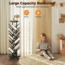 Tree Bookshelf, 360° Rotating Bookcase with Wheels, Freestanding Storage Organizer for Home Office and Living Room, Black! (NEW IN BOX)