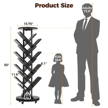 Tree Bookshelf, 360° Rotating Bookcase with Wheels, Freestanding Storage Organizer for Home Office and Living Room, Black! (NEW IN BOX)