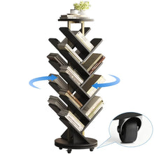 Tree Bookshelf, 360° Rotating Bookcase with Wheels, Freestanding Storage Organizer for Home Office and Living Room, Black! (NEW IN BOX)