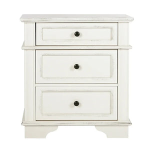 Ktaxon Solid Wood Nightstand with Outlets & USB Ports, 3 Drawer Traditional Cottage Bedside Table, Wash White! (BRAND NEW IN BOX)