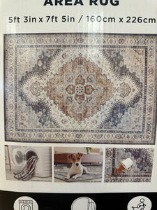 Wyatt & Ash Washable Indoor Area Rug, Geraldine, 5’3” x 7’5”!! BRAND NEW!!