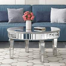 Mirrored Coffee Table Modern Round Coffee Table Silver Accent Table for Living Rooms Decor, Silver! (NEW IN BOX)