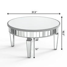 Mirrored Coffee Table Modern Round Coffee Table Silver Accent Table for Living Rooms Decor, Silver! (NEW IN BOX)