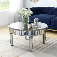 Mirrored Coffee Table Modern Round Coffee Table Silver Accent Table for Living Rooms Decor, Silver! (NEW IN BOX)