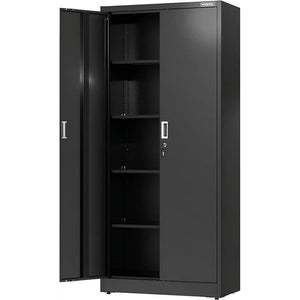 WORKPRO Metal Garage Storage Cabinet with Locking Doors and Adjustable Shelves,71 inches Tall Storage Cabinet for Tools, Office, Home, Shops (Black), Solid Packed! (NEW IN BOX)