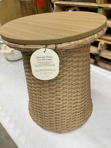 Wicker Storage Patio Accent Table from Threshold- new