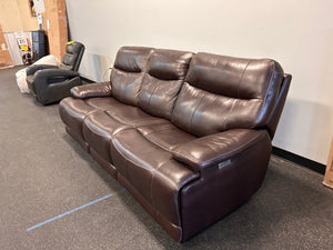 Harvey Leather Power Reclining Sofa with Power Headrests!! - NEVER USED - BLEMISH FROM SHIPPING!)