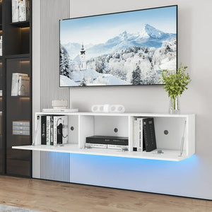 Hommpa Wall Mounted Floating TV Stand with LED Lights Modern Entertainment Center for TVs for up to 63" Media Console TV Unit for Living Room Bedroom! (NEW IN BOX)