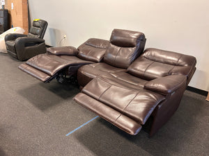 Harvey Leather Power Reclining Sofa with Power Headrests!! - NEVER USED - BLEMISH FROM SHIPPING!)