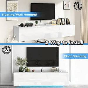 Hommpa Wall Mounted Floating TV Stand with LED Lights Modern Entertainment Center for TVs for up to 63" Media Console TV Unit for Living Room Bedroom! (NEW IN BOX)