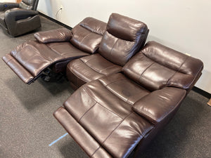 Harvey Leather Power Reclining Sofa with Power Headrests!! - NEVER USED - BLEMISH FROM SHIPPING!)