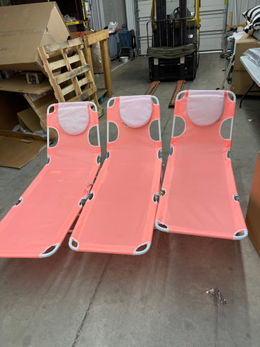 SET OF 3 FOLDING LOUNGER CHAIRS - AS -IS - DAMAGED FOLDING MECHANISMS