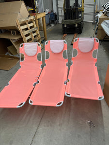 SET OF 3 FOLDING LOUNGER CHAIRS - AS -IS - DAMAGED FOLDING MECHANISMS