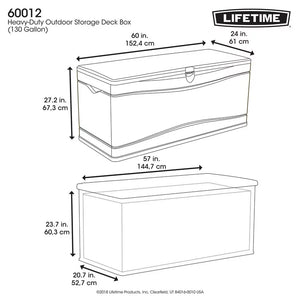Lifetime Heavy-Duty 130 Gallon Plastic Deck Box, Desert Sand! (NEW IN BOX)