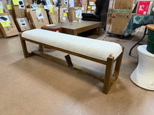 Cabalynn Casual Beige / Light Brown Polyester 64 in. Trestle Base Bench without Back Seats 3! (NEW & ASSEMBLED)