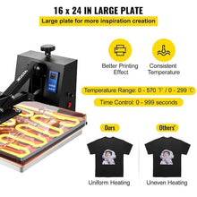 VEVOR
Heat Press Machine 16 in. x 24 in. Clamshell Sublimation Transfer Printer Teflon Coated Silicone Sponge Powerpress- used