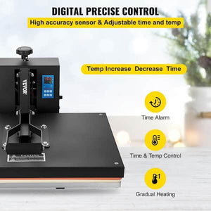 VEVOR
Heat Press Machine 16 in. x 24 in. Clamshell Sublimation Transfer Printer Teflon Coated Silicone Sponge Powerpress- used