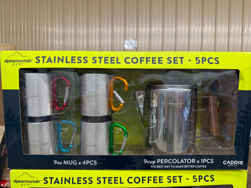 Alpine Mountain Gear Stainless Steel Coffee Mugs Set for Home Outdoor 5 Pcs! (NEW IN BOX)